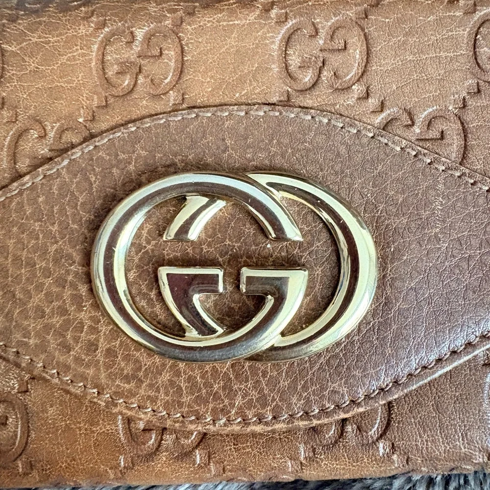 Gucci Tan/Brown GG-Embossed Leather Continental Wallet with Gold Logo - Picture 9 of 9